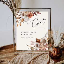 クリームボホーガンズバスルーム結婚ズサイン 台座サイン