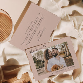 クリームボーシンプルホハートスクリプ結婚ト サンキューカード