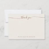 クリームボーシンプルホ書道フォトズ結婚ーズ サンキューカード (正面)