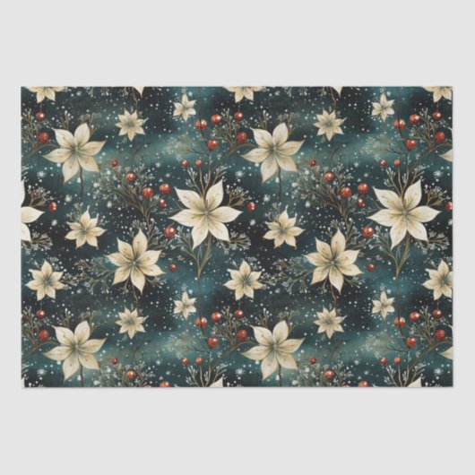 クリームポイエレガントンセチアのクリスマスの切り離 薄葉紙 (正面)