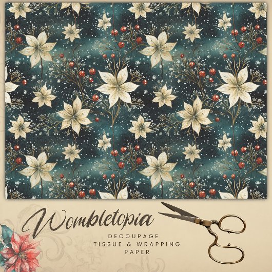 クリームポイエレガントンセチアのクリスマスの切り離 薄葉紙