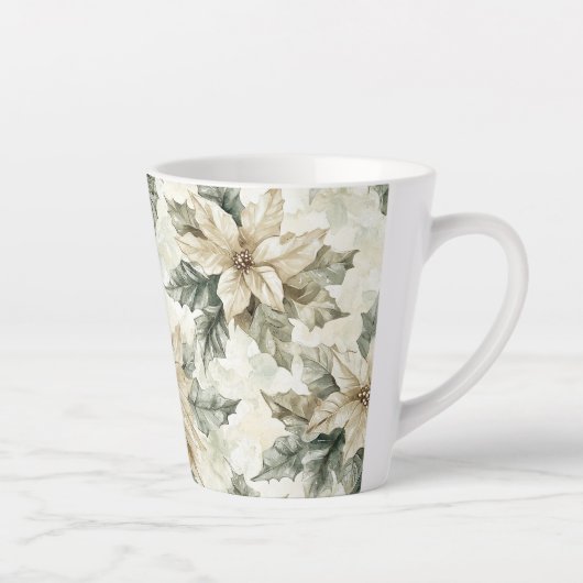 クリームポインセチア花 カフェラテマグ (右)