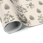 クリームポインセティシアクリスマスフラワーズワールズベル ラッピングペーパー (ロールコーナー)