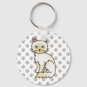 クリームポイントのシャム猫風のラグドールかバーマン風の猫 キーホルダー