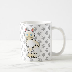 クリームポイントのビルマン/ラグドール かわいい猫と肉球 コーヒーマグカップ
