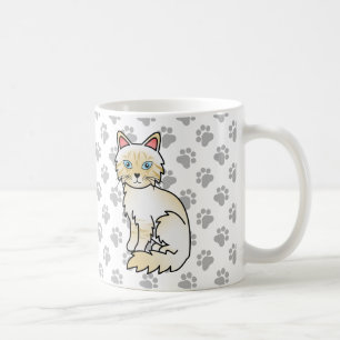 クリームポイントタビーバーマン/ラグドールかわいい猫と肉球 コーヒーマグカップ