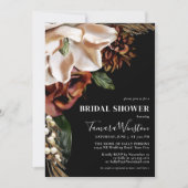 クリームマグノリアエレガントラストブラックブライダルシャワー 招待状 (正面)