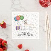 クリームミニゴルデンドルキュートカートゥートゥートカートゥーンドッグ誕生日 スタンダードカクテルナプキン (インサイチュ)