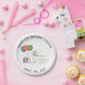 クリームミニゴルデンドルキュートカートゥートゥートカートゥーンドッグ誕生日 ペーパープレート (パーティー)