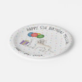 クリームミニゴルデンドルキュートカートゥートゥートカートゥーンドッグ誕生日 ペーパープレート (アングル)