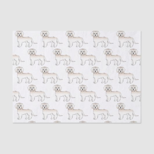 クリームミニゴールデンドールかわいい漫画の犬のパターン 薄葉紙 (正面)