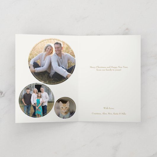 クリームミニマエレガントリストクリスマスアーチ折り畳み 箔シーズンカード (内側レイダウン)