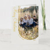 クリームミニマエレガントリストクリスマスアーチ折り畳み 箔シーズンカード (正面)