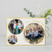 クリームミニマエレガントリストクリスマス3枚の写真 箔シーズンカード (立ち正面)