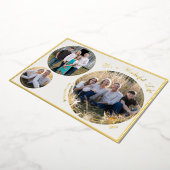 クリームミニマエレガントリストクリスマス3枚の写真 箔シーズンカード (回転した状態)