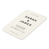 クリームミニマルモダンリストウェディング日付を保存 マグネット (左側)