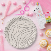 クリームミニマル抽象芸術線 ペーパープレート (パーティー)