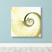 クリームミントビーチシーシェル キャンバスプリント (インサイチュ (ウッドフロア))