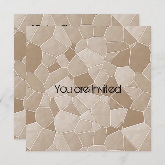 クリームモザイク抽象芸術ベビーシャワー 招待状 (正面/裏面)