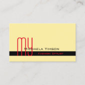 クリームモダンとブラックとイニシャルプロフェッショナル 名刺 (正面)