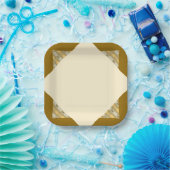 クリームモダンと金ゴールドの正方形 ペーパープレート (パーティー)