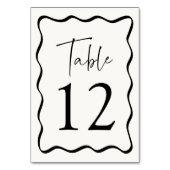 クリームモダンと黒の波状のフレ結婚ーム テーブルナンバー (正面)