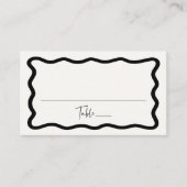 クリームモダンと黒の波状のフレ結婚ーム プレイスカード (正面)
