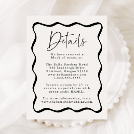 クリームモダンと黒の波状フレームの結婚詳細 エンクロージャーカード
