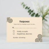 クリームモダンのケルトの記号と葉 出欠カード (スタンド正面)