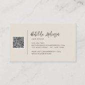 クリームモダンスミニマルクリプトQRコード 名刺 (裏面)