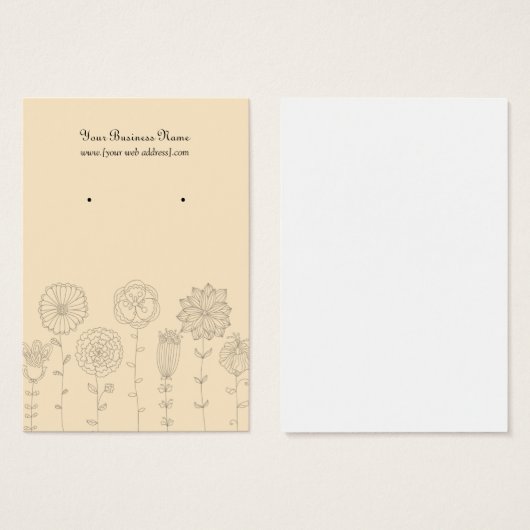 クリームモダンフラワーカスタムズイヤリングカード (正面&裏面)