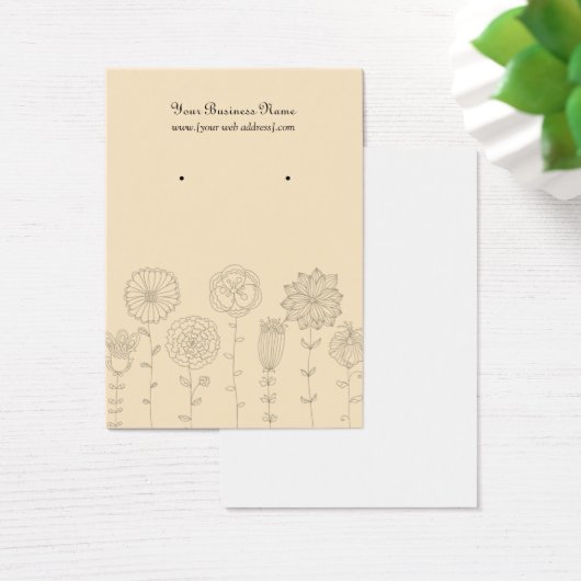 クリームモダンフラワーカスタムズイヤリングカード (デスク)