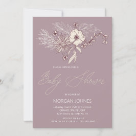 クリームモダンフローラベビーシャワー招待状