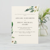 クリームモダンホワイトフローラ花嫁の親結婚ズ 招待状 (スタンド正面)