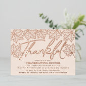 クリームモダン感謝紅葉感謝祭 箔招待状 (立ち正面)