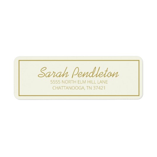 クリームモダン金ゴールドスクリプト ラベル (正面)
