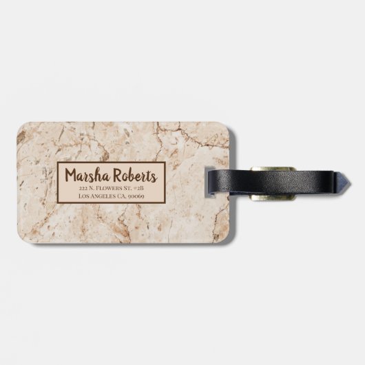 クリームモノグラムのマーブル ラゲッジタグ (裏面横)