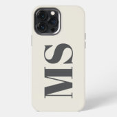 クリームモノグラムイニシャルシンプル iPhoneケース (裏面)