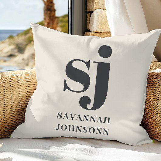 クリームモノグラムイニシャル クッション