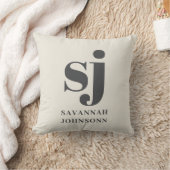 クリームモノグラムイニシャル クッション (ブランケット)