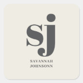 クリームモノグラムイニシャル スクエアシール (正面)