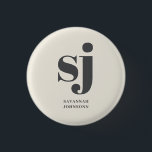 クリームモノグラムイニシャル 缶バッジ<br><div class="desc">クリームパーソナライズされた名シンプル</div>