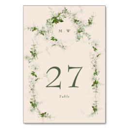 クリームユーカリリースエレガントモノグラム結婚ズ テーブルナンバー