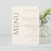 クリームラウンド金ゴールド結婚文字のメニュー招待状 招待状 (スタンド正面)