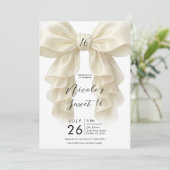 クリームラッフルカスケードボウエレガントスウィート16パーティー 招待状 (スタンド正面)