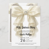 クリームラッフルカスケードボウキエレガントンセアニラパーティー 招待状 (正面/裏面)