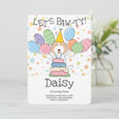 クリームラブラドールドッグバースデーパーティーの招待 招待状 (スタンド正面)