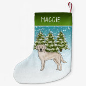 クリームラブラドールレトリエバークリスマスアンド名前をカスタムする スモールクリスマスストッキング (裏面)