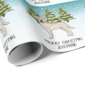 クリームラブラドールレトリエバードッグクリスマスカスタム文字 ラッピングペーパー (ロールコーナー)