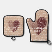 クリームラ感動的ブジョイ赤いハート 鍋つかみ&鍋敷きセット (正面)